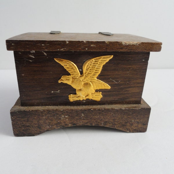 1/12 Dollhouse Captain Trunk Chest Eagle Emblem Miniature Wood Vintage