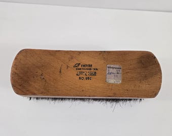 Vintage Empire USA Shoe Polisher 100% Horsehair Brush Wood Handle Soft Decor