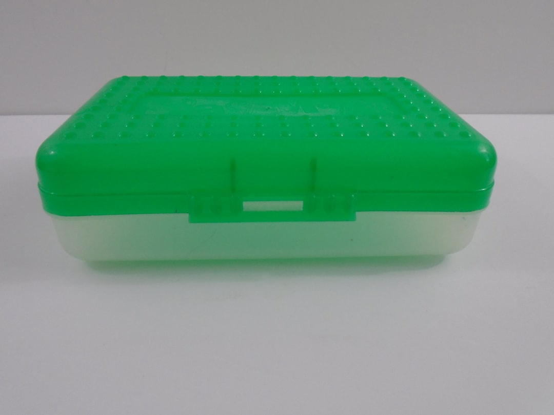Vintage Spacemaker Pencil Case Box 8x5 Green Clear Crafts Organizer ...
