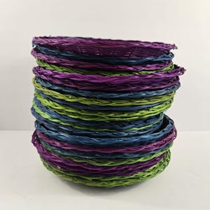 Paper Plate Holders Lot of 24 Vintage Wicker Woven 9” Mixed Colors Patio Summer Cookout Paio Camping BBQ