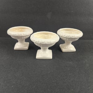3 Rubens Originals Japan White Urn Planter Tiny Pedestal Pottery 2.5x3" Vintage