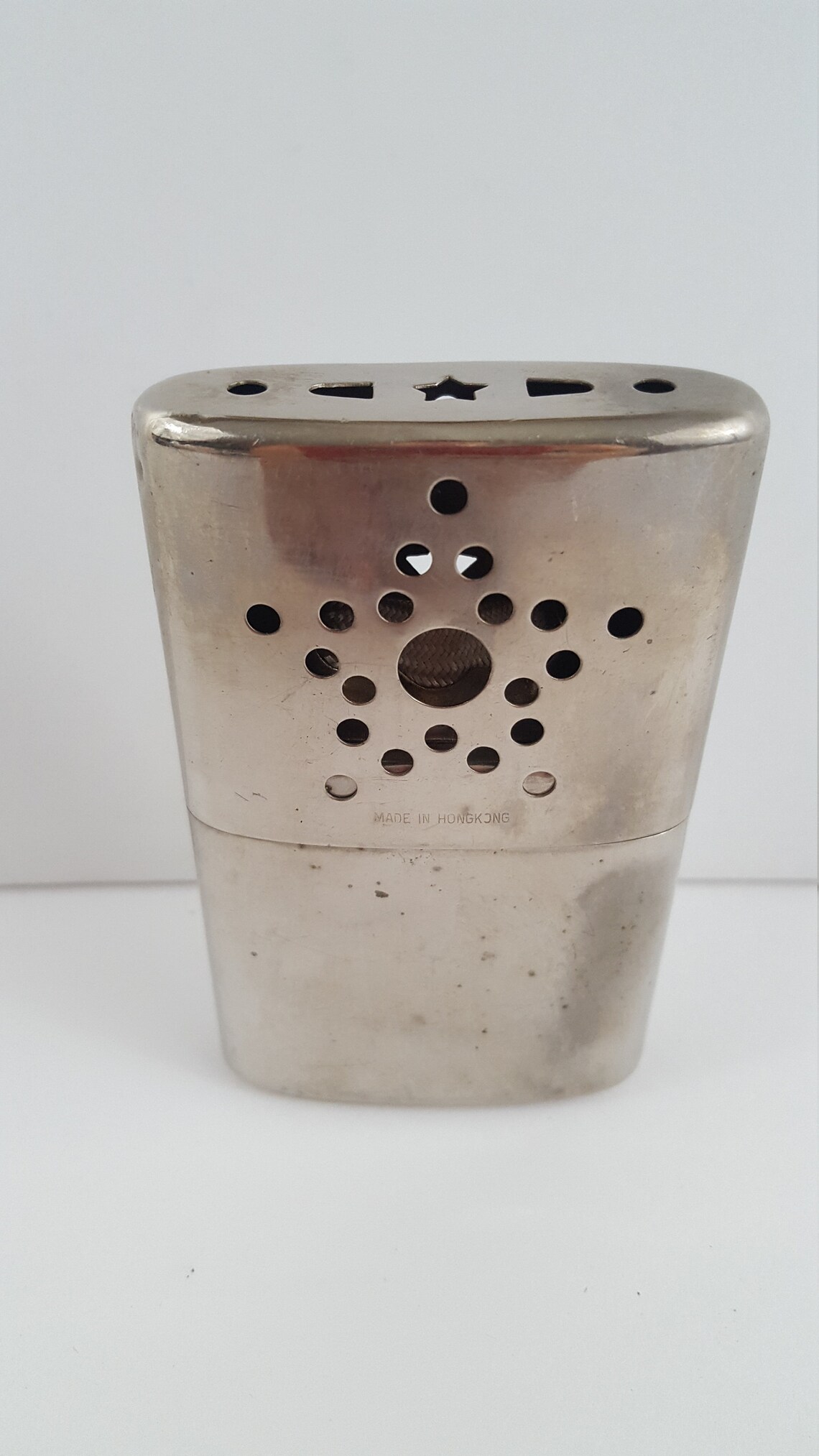 Vintage Hand Warmer w/ star pattern Hong Kong Silver Metal Etsy