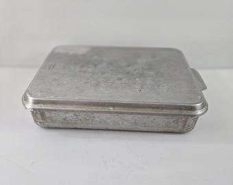 Vintage Foley 9"x13" Aluminum Cake Pan W/Snap on Lid Cover Granny