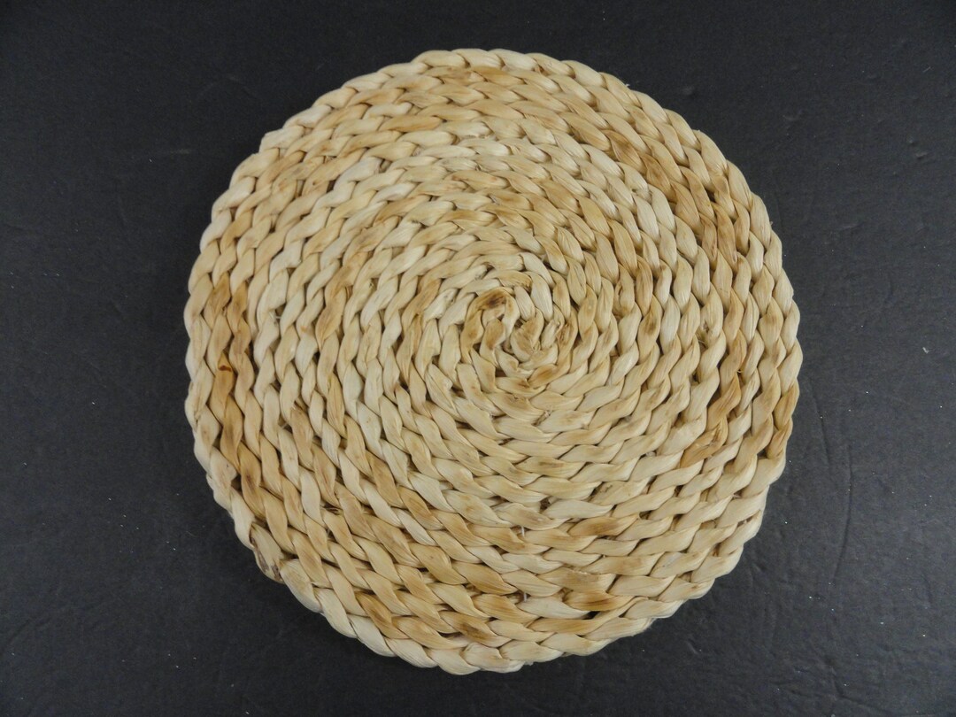 Vintage Retro Trivet Boho Wall Art Straw Hot Pad Woven Rattan Raffia