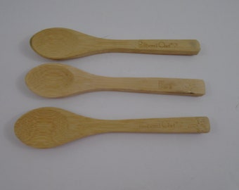 Pampered Chef Bamboo Spooners Holzlöffel 7 Zoll Servierset 3 1675 Small Mini