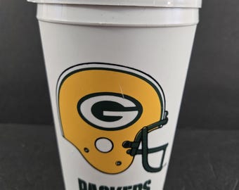 Aladdin Green Bay Packer 32 oz Vintage White Insulated Travel Coffee Mug Cup Tumbler with Lid