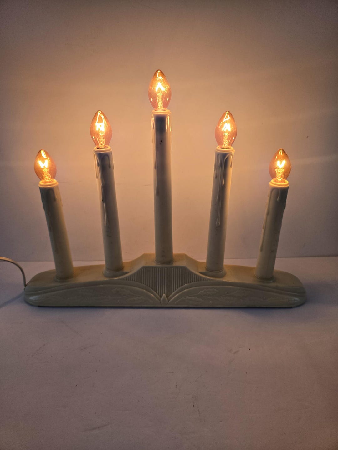 5 Light Electric Window Candle Christmas Holiday Candolier Candelabra ...