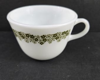 Vintage Pyrex Corelle Coffee Mug Cup Green Crazy Daisy Spring