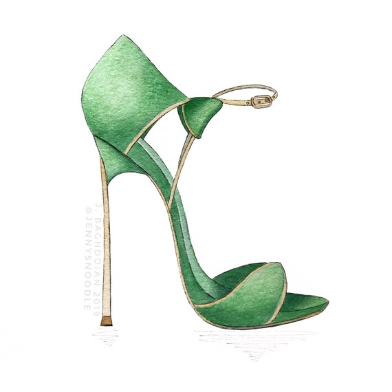 green designer heels