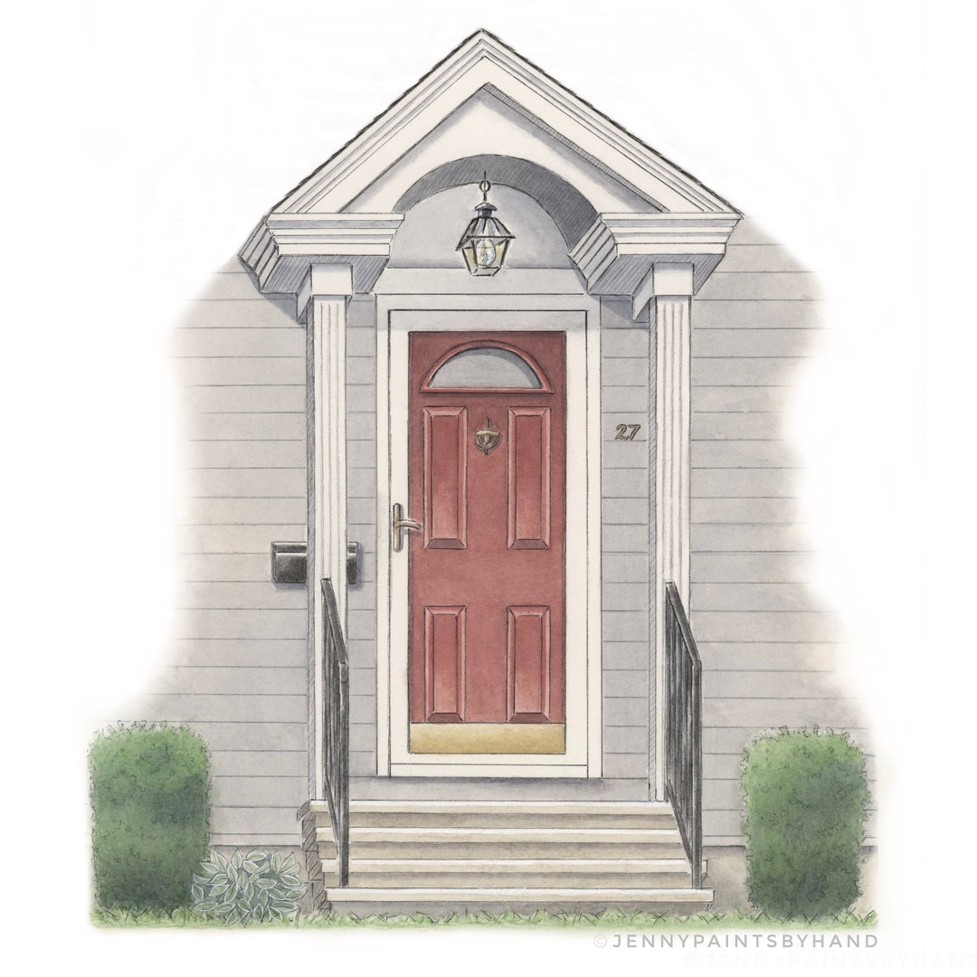 Custom HAND-PAINTED Front Door Portrait Illustration, Original ...