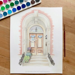 Custom HAND-PAINTED Front Door Portrait, Original Watercolor ...