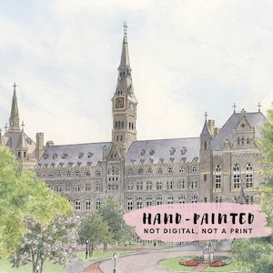 Custom Wedding Venue Painting, HAND-PAINTED Original Watercolor Illustration of Church, Temple, Theater, School, Landmark or Business Office