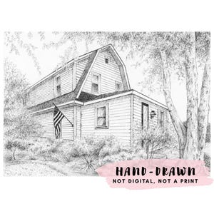 Custom HAND-DRAWN MINI House Sketch, 5x7 Home Portrait Art, Pen & Ink Drawing from Photo, Realtor Closing Gift or Housewarming Keepsake Gift
