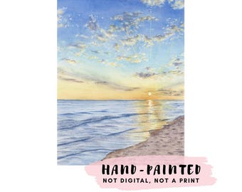 Custom Landscape Painting, HAND-PAINTED Watercolor Illustration, Nature Art from Photo, Beach, Mountains, Vacation or Travel Memory Gift