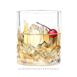 Custom Cocktail Painting, HAND-PAINTED Original Watercolor Illustration, Beer or Signature Drinks Wedding Sign, Kitchen or Home Bar Wall Art