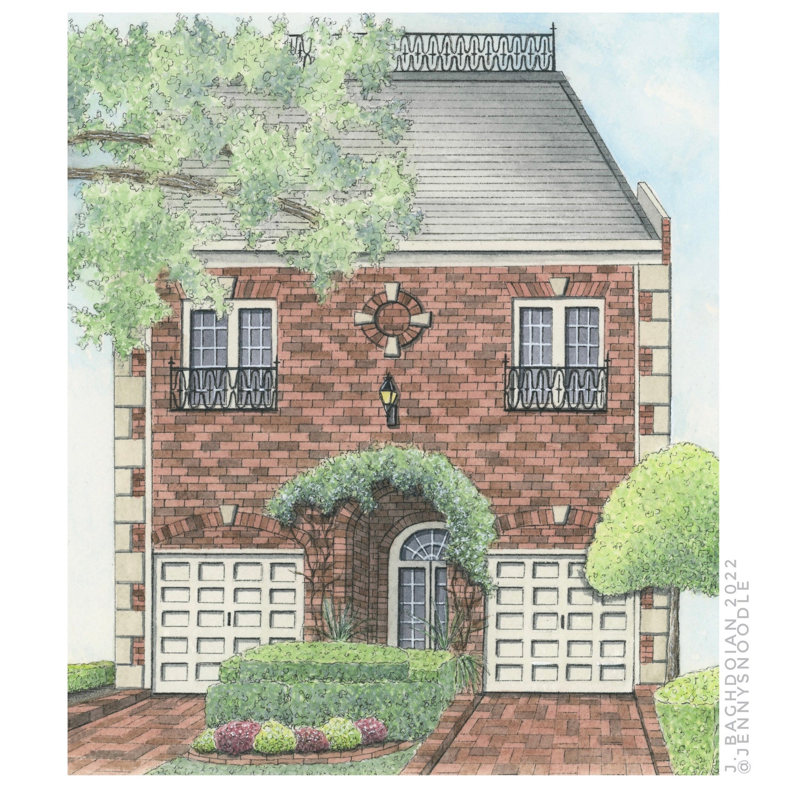 Custom House Portrait Illustration HANDPAINTED House Art Etsy