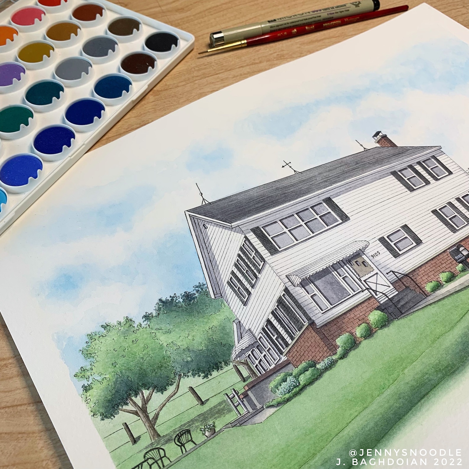 Custom House Portrait Illustration HANDPAINTED House Art Etsy