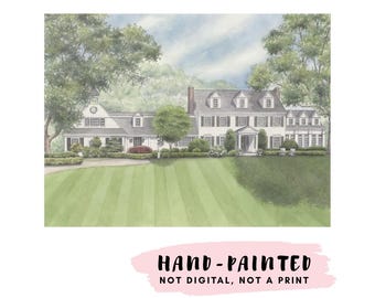 Custom House Portrait, HAND-PAINTED Original Watercolor Home Illustration from Photos, Housewarming, Realtor Closing Gift, New Home Painting