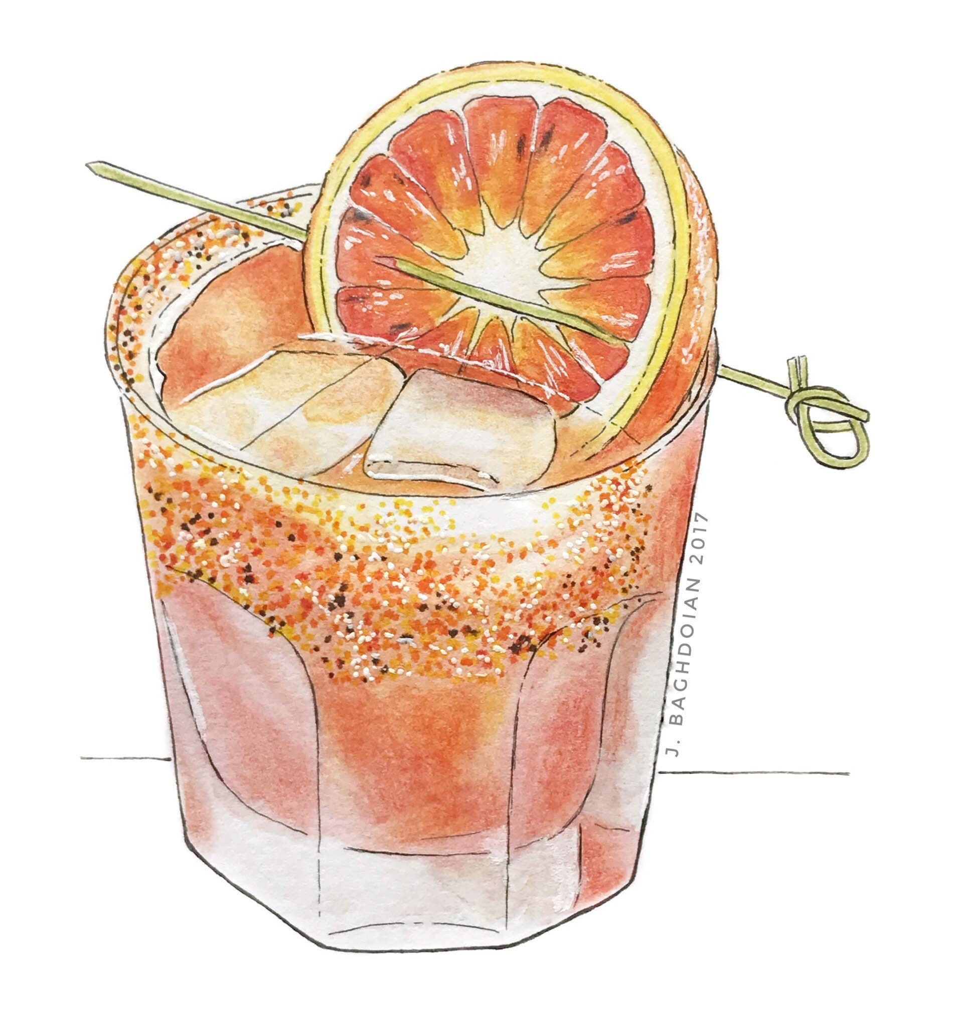 Custom Cocktail Original Watercolor Painting Beverage Etsy