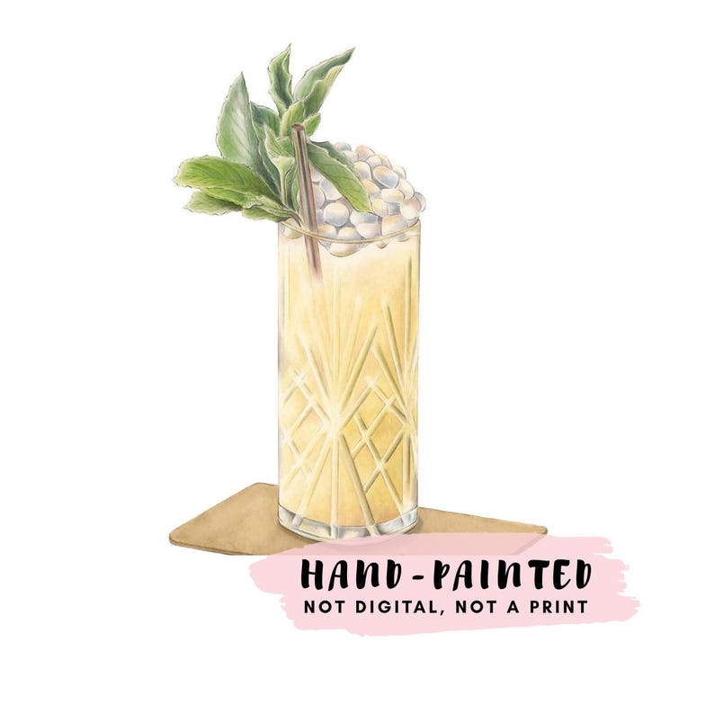 Custom Cocktail Painting, HAND-PAINTED Original Watercolor Illustration, Beer or Signature Drinks Wedding Sign, Kitchen or Home Bar Wall Art