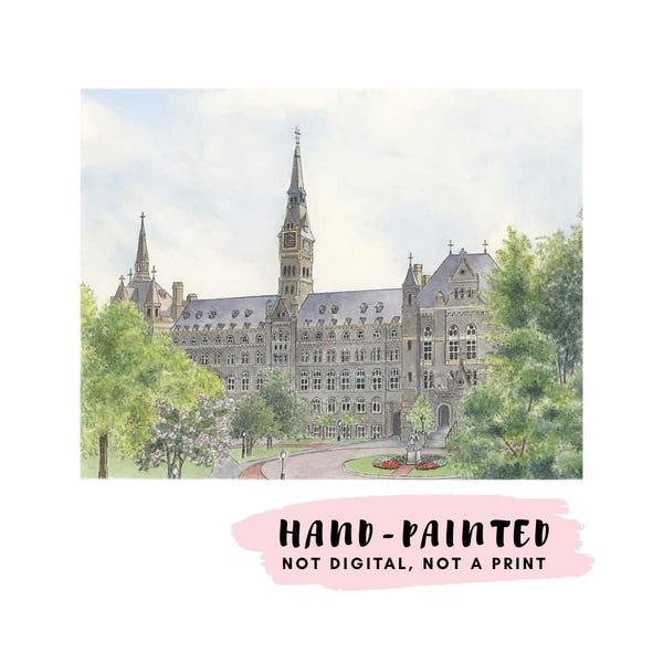 Custom Wedding Venue Painting, HAND-PAINTED Original Watercolor Illustration of Church, Temple, Theater, School, Landmark or Business Office