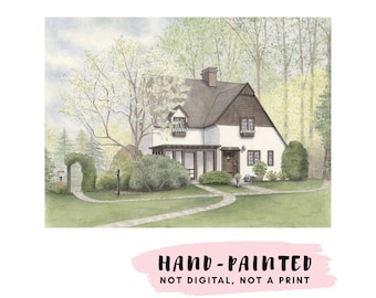 Custom Home Portrait, HAND-PAINTED  Watercolor House Illustration from Photo, New Home or Realtor Closing Gift, Our First Home Painting