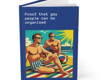 Gay Journal Hardcover - Funny Vintage Pop Art Matte Journal - Humorous Notebook, Book Lover Gift, Retro Art Diary, LGBT Beach Lover Gift