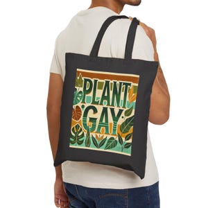 Einkaufstasche aus Canvas, lustige Pflanze Gay Design, umweltfreundliche LGBT Markttasche, Queer Pflanzenliebhaber Geschenk, wiederverwendbar
