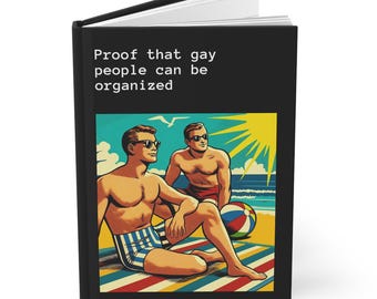 Gay Journal Hardcover - Funny Vintage Pop Art Matte Journal - Humorous Notebook, Book Lover Gift, Retro Art Diary, LGBT Beach Lover Gift