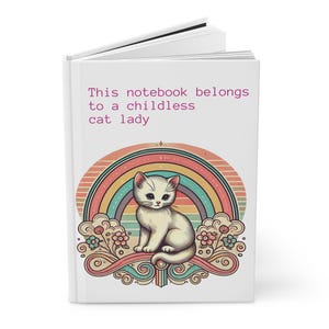 Cat Lady Journal Hardcover - Lustiges Vintage Design Matte Journal - Humorvolles Notizbuch, LGBT Geschenke, Retro Art Tagebuch, kinderlose Katzenlady