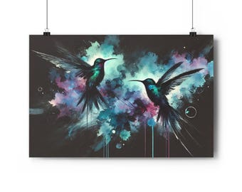 Hummingbird 3 Fine Art Print, Modern Watercolor Home Decor, LGBT Animal Lover Wall Art, High-Quality Giclée Print, Unique Gift, Gay Decor