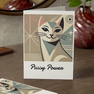 10 Grußkarten, Grußkarten mit Umschlägen, Pussy Power Katzen Design, Queer Briefpapier Set, Geschenk für Lesben, LGBT Pride Karten