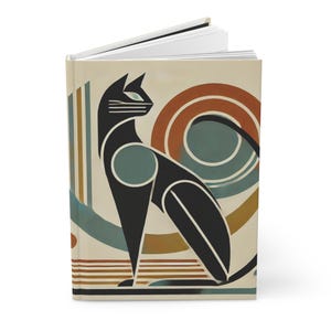 Carnet cartonné chat, carnet de notes vintage Mid-Century, cadeau pour les amateurs de livres LGBT, agenda mat rétro, journal queer pour les amoureux des chats, cadeau gay