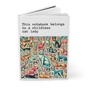 Cat Lady Journal Hardcover, Lustiges Vintages Design Matte Journal, LGBT Humorvolles Notizbuch, Gay Buchliebhaber Geschenk, Retro Tagebuch, Kinderlose Katzenlady