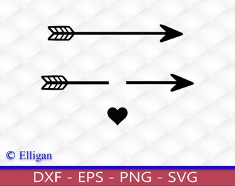 Feathered Arrow, Split, Heart | SVG | PNG