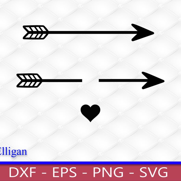 Feathered Arrow, Split, Heart | SVG | PNG