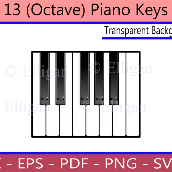 Piano Keys, Octave (13), PNG, SVG