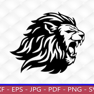 ライオンの頭、吠える、右向き、SVG、PNG、クリップアート