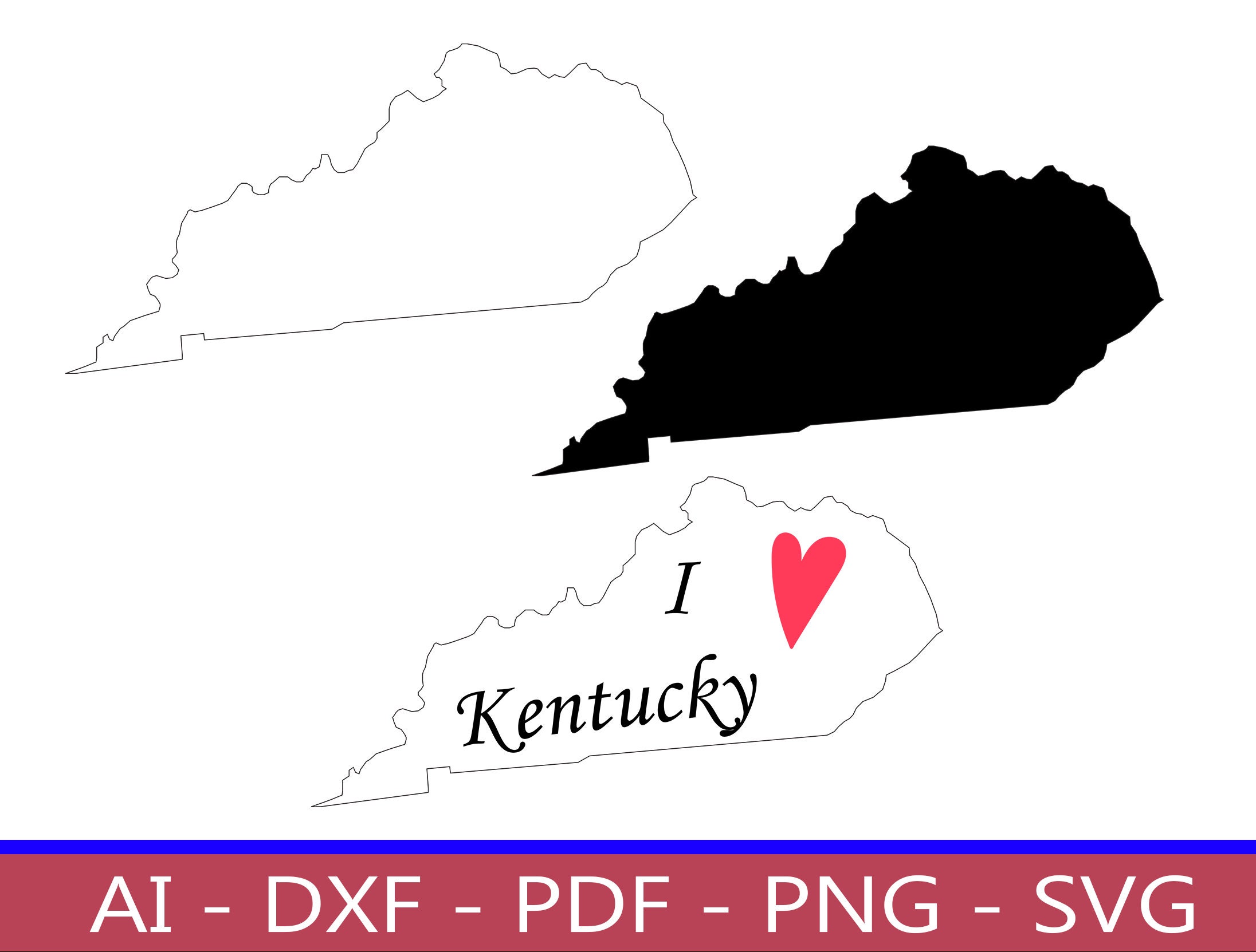 Kentucky SVG State Shape Outline | Etsy