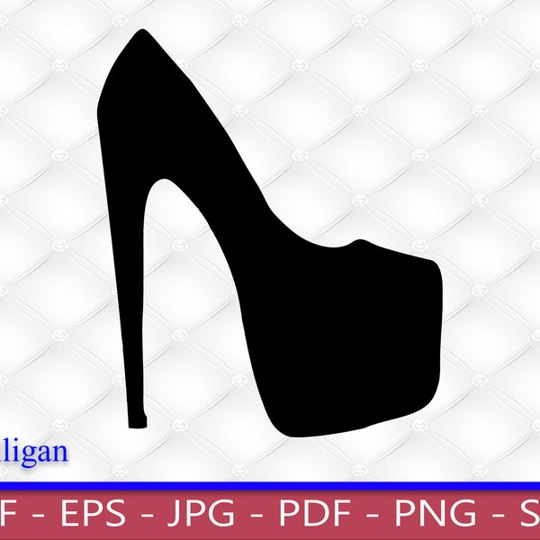 Retro, High Heel, Platform Shoe, SVG, PNG