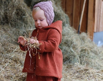 Walk jacket for girls, Walkloden jacket for girls with wooden buttons, jacket made of 100% virgin wool, coat