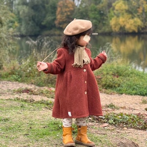 Walk jacket for girls, Walkloden jacket for girls with wooden buttons, jacket made of 100% new wool, coat