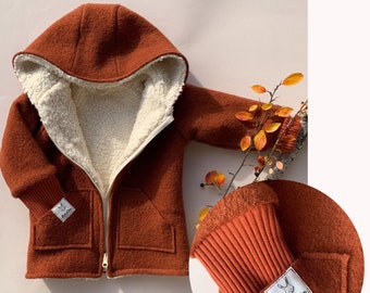 Walk jacket / winter jacket for children, fully lined jacket with organic cotton teddy plush