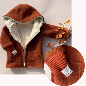 Walk jacket / winter jacket for children, fully lined jacket with organic cotton teddy plush