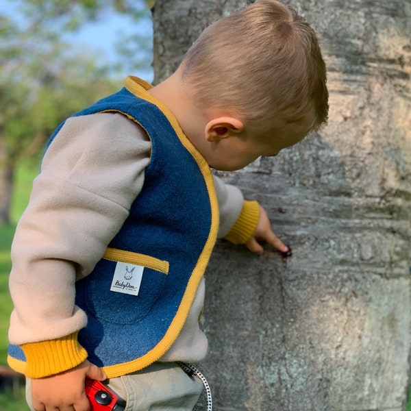 Gilet de promenade pour bébés & enfants, gilet 100% pure laine vierge, gilet entièrement doublé