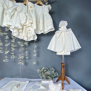 baptismal coat cream white, baby and girl cape, flower girl cape, baptismal cape, baptismal coat,
