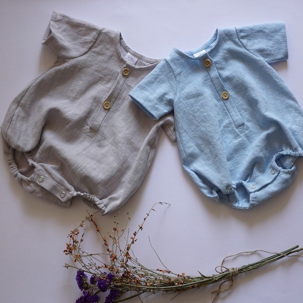 Unisex romper, linen suit, toddler romper