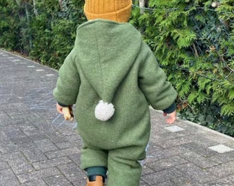 BabyDom overall, wandeloverall van scheerwol, volledig gevoerd met biologisch katoen, babyoverall, herfst, winter