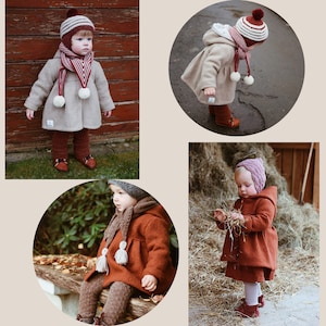 Walk jacket for girls, Walkloden jacket for girls with wooden buttons, jacket made of 100% new wool, coat