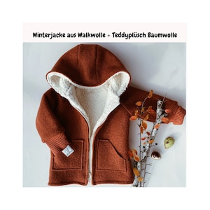 Children's jacket made of boiled wool, fully lined with organic cotton teddy plush